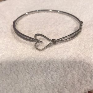 Diamond accented bangle bracelet